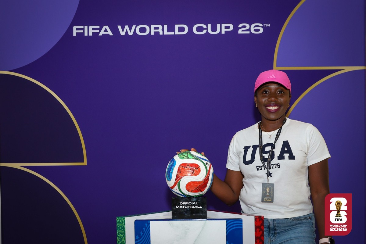 Bisi posing with the FIFA World Cup 2026 official match ball