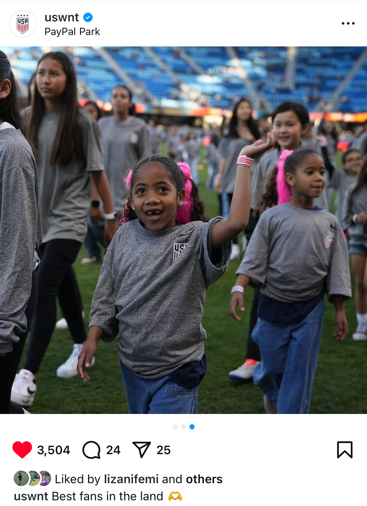 Nora and Lia featured on USWNT Instagram